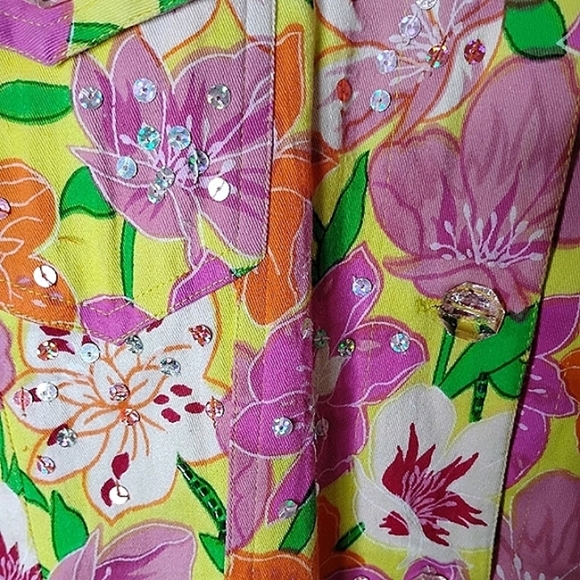 New Identity Sequin Floral Jacket Size L Lightweight Sparkle Festival Party - Picture 4 of 9